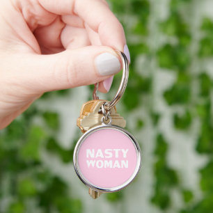 "Nasty Woman" light pink white Key Ring