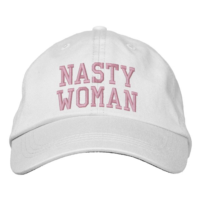 Nasty Woman Pink Lettering Custom Baseball Cap (Front)
