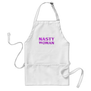 "nasty woman" purple letters white standard apron