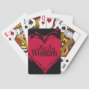 NASTY WOMAN red art HEART Playing Cards