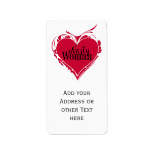 NASTY WOMAN red art HEART + your name Label