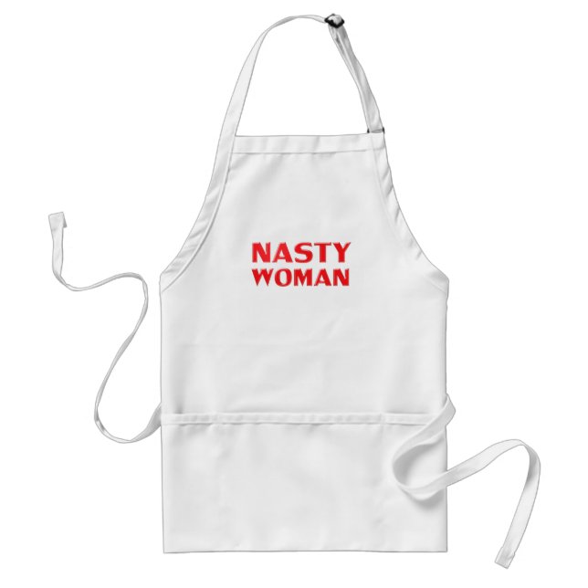 "nasty woman" red letters white standard apron (Front)