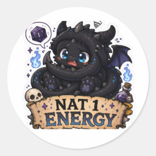 Nat 1 Energy Cute Baby Dragon D&D Sticker
