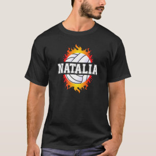 Natalia Name Volleyball Player Girls Ball and Net  T-Shirt