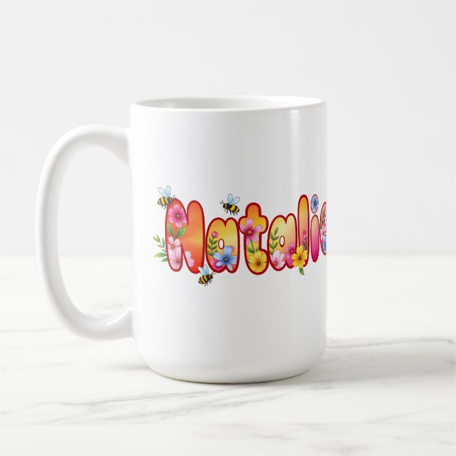 Natalie - Floral and Bee Design Mug (Left)