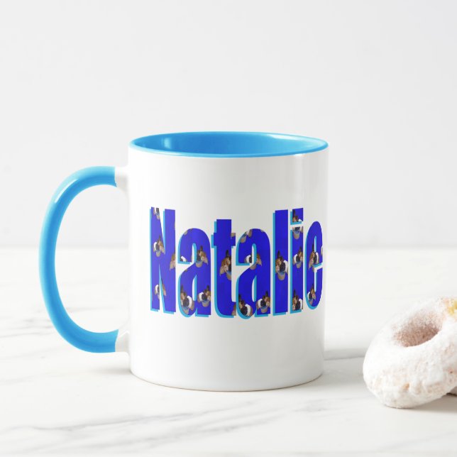 Natalie Logo Made From Guinea Pigs, Mug (With Donut)
