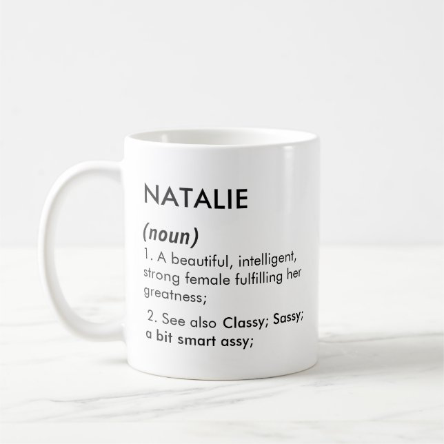 Natalie name, Editable name, Custom name Coffee Mug (Left)