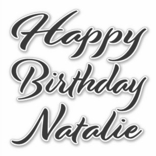 Natalie Name First Name Black Sticker Birthday