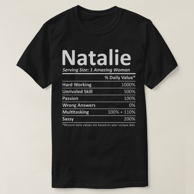 NATALIE Nutrition Personalised Name Funny Christma T-Shirt (Design Front)