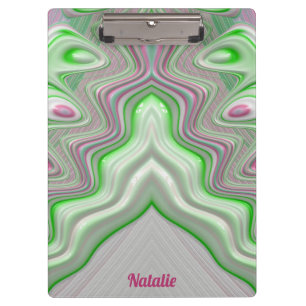 NATALIE ~ PASTEL 3D! Pink, Green and White GLOSSY Clipboard