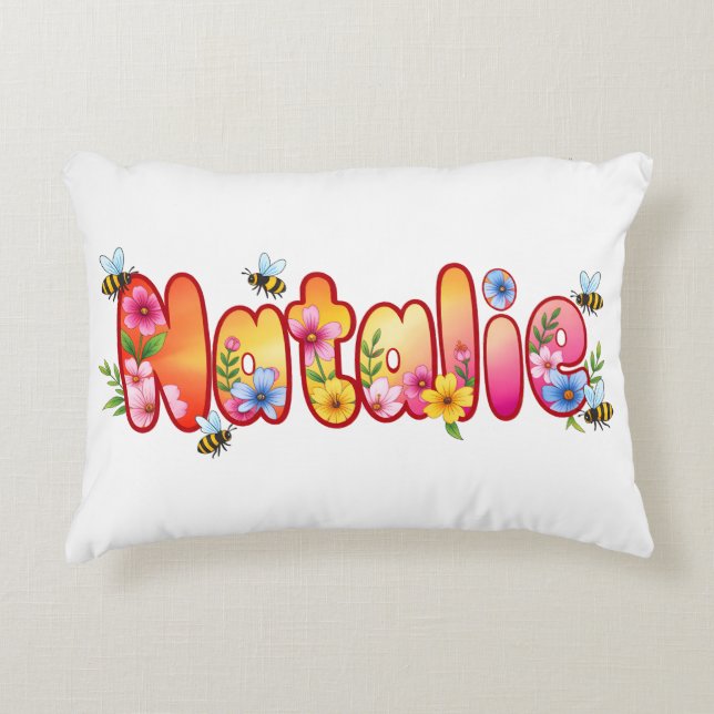 Natalie - Personalized Bee Pillow (Front)