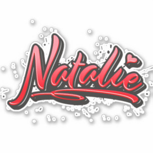 Natalie red Heart Graffiti Sticker