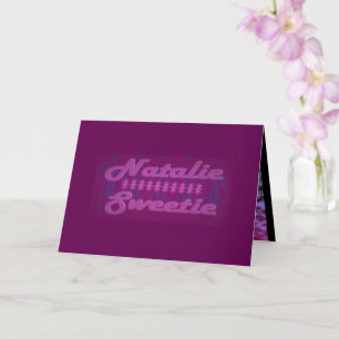 Natalie Sweetie colour dark purple with text Card