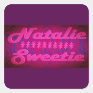 Natalie Sweetie design deep purple Square Sticker