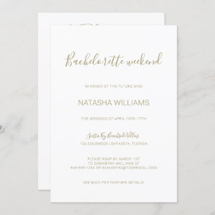 Natasha Gold Bachelorette Weekend with Itinerary Invitation