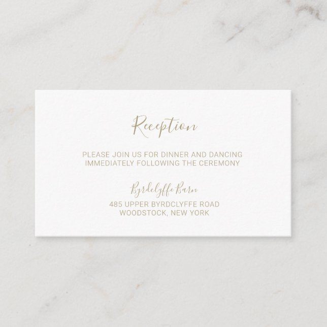 Natasha Gold Calligraphy Wedding Reception Enclosure Card (Front)