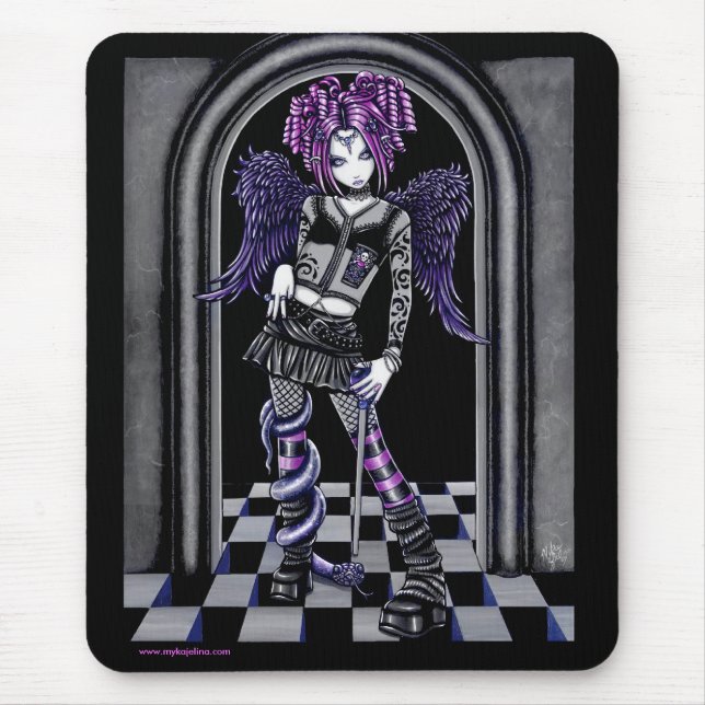 Natasha Gothic Pink Tattoo Angel Mousepad (Front)