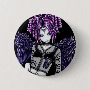Natasha Pink Purple Angel 6 Cm Round Badge