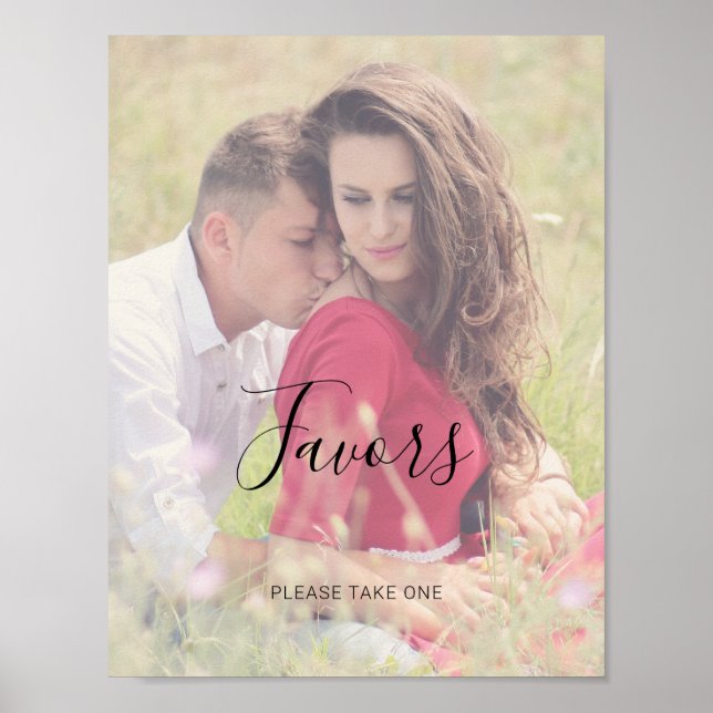 Natasha Rustic Script Favours Photo Wedding Sign (Front)