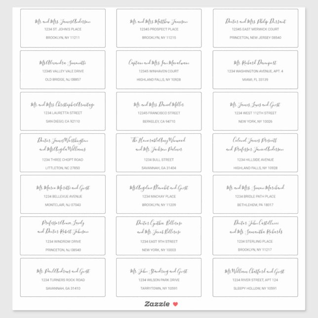Natasha Simple Black White Guest Address Labels (Sheet)