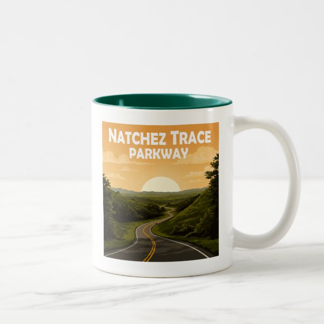 Natchez Trace Parkway Mississippi Landscape Two-Tone Coffee Mug (Right)