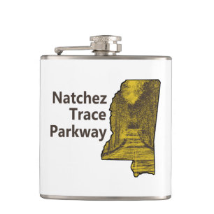 Natchez Trace Parkway Mississippi Map Hip Flask