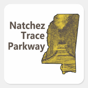 Natchez Trace Parkway Mississippi Map Square Sticker