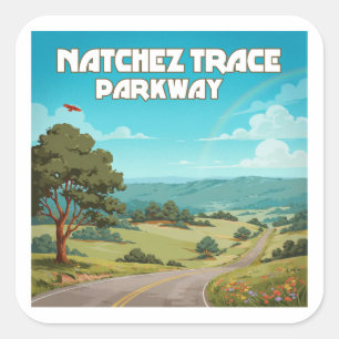 Natchez Trace Parkway Mississippi Rainbow Square Sticker