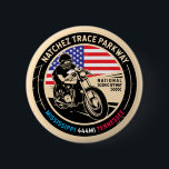 Natchez Trace Parkway National Scenic Byway 6 Cm Round Badge<br><div class="desc">Natchez Trace Parkway done in a vintage,  distressed style emblem. It is a famous All American Road found in Mississippi,  Alabama and Tennessee.</div>