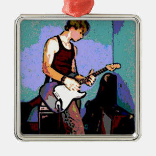 Nate and Guitar Metal Ornament