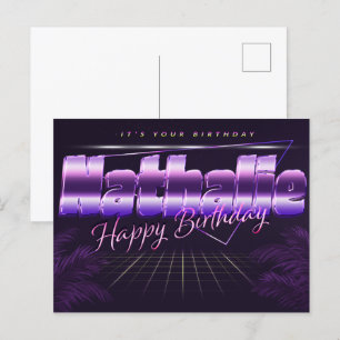 Nathalie Name Vorname lila Postkarte Geburtstag Postcard