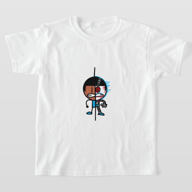 Nathan and AI Nathan Glitch Kids T-Shirt (Laydown)