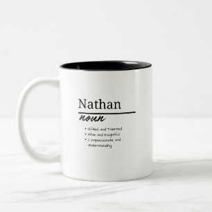Nathan, Boy Personalised Name Definition Two-Tone Coffee Mug