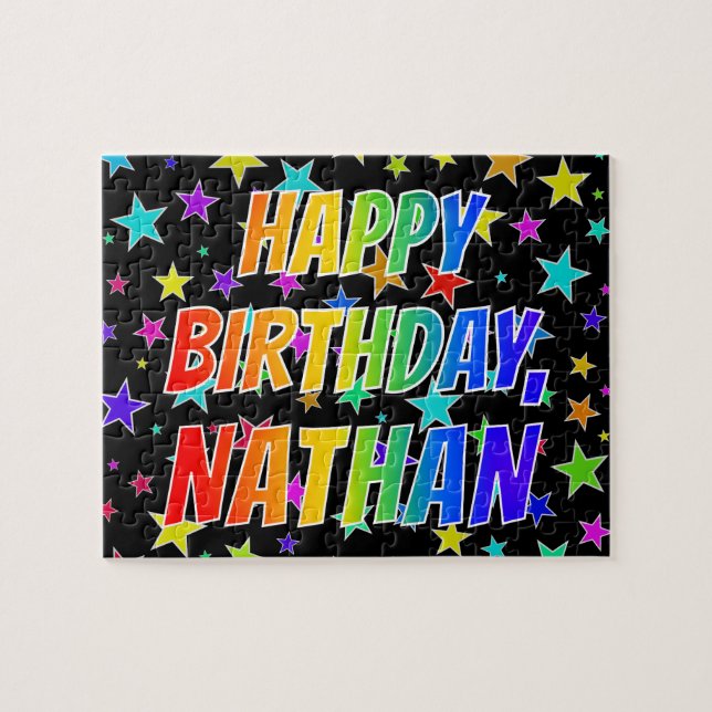 "NATHAN" First Name, Fun "HAPPY BIRTHDAY" Jigsaw Puzzle (Horizontal)