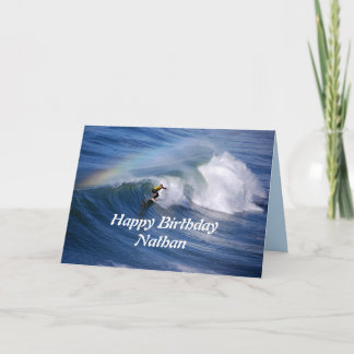 Nathan Happy Birthday Surfer With Rainbow Card