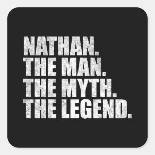 Nathan name, Nathan The Man The Myth The Legend Square Sticker