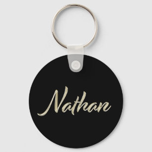 Nathan Name whitegold Button Schlüsselanhänger Key Ring