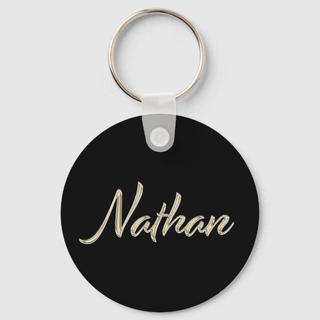 Nathan Name whitegold Button Schlüsselanhänger Key Ring (Front)