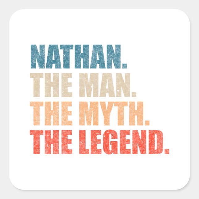 Nathan The Man The Myth The Legend Square Sticker (Front)