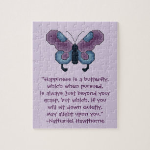 Nathaniel Hawthorne Butterfly Happiness Quote Jigsaw Puzzle