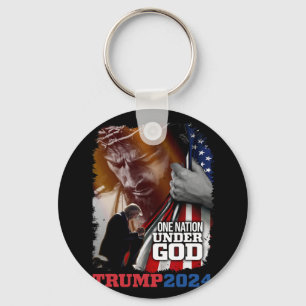 Nation Under God President Trump 2024 America Chri Key Ring