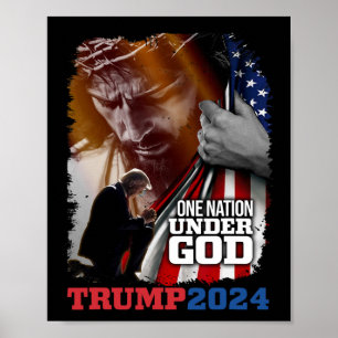 Nation Under God President Trump 2024 America Chri Poster