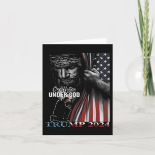 Nation Under God Trump 2024 God American Flag 1 Card