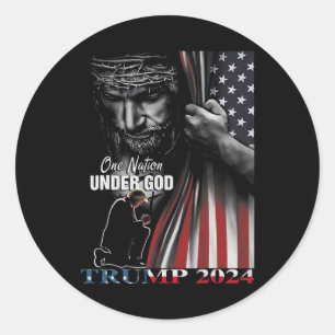 Nation Under God Trump 2024 God American Flag 1 Classic Round Sticker