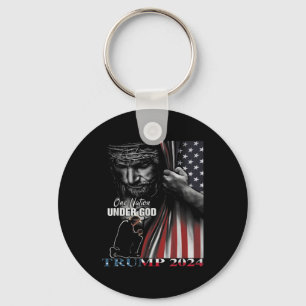 Nation Under God Trump 2024 God American Flag 1  Key Ring