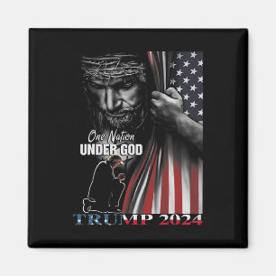 Nation Under God Trump 2024 God American Flag 1  Magnet