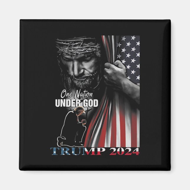 Nation Under God Trump 2024 God American Flag 1  Magnet (Front)