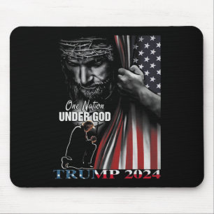 Nation Under God Trump 2024 God American Flag 1  Mouse Pad
