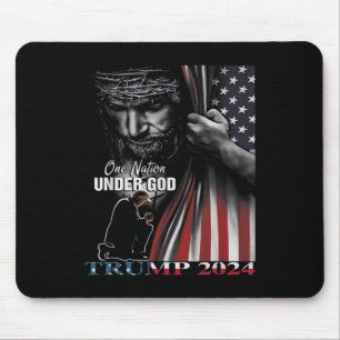 Nation Under God Trump 2024 God American Flag 1 Mouse Pad