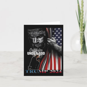 Nation Under God Trump 2024 God American Flag  Card